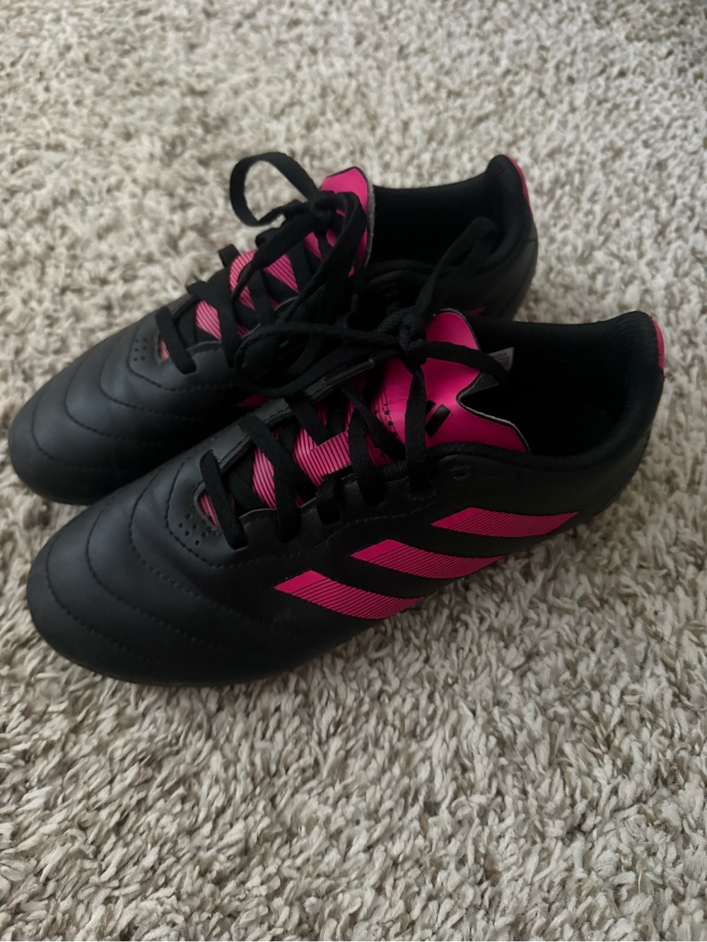 adidas Kids Black and Pink Soccer Cleats
